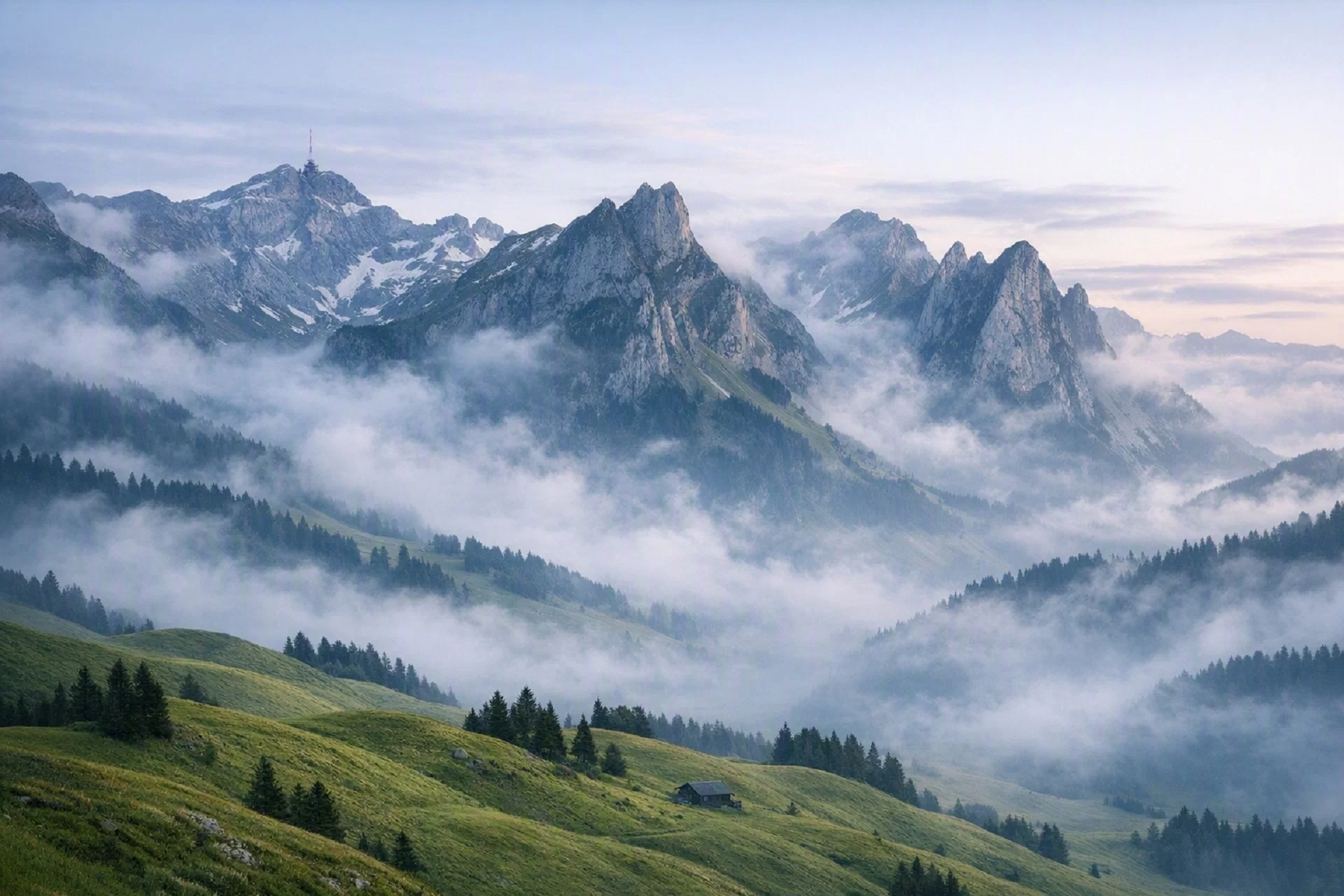 Alpstein mit Nebelschwaden